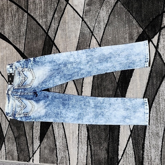 MISS ME EMBROIDERED FAUX-FLAP RHINESTONES ACID-WASH SIGNATURE SKINNY DEN… - Picture 9 of 15